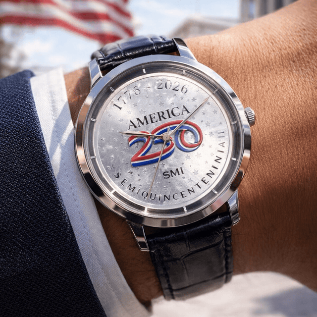 Official America250™ Semiquincentennial Commemorative Silver Colorized Watch